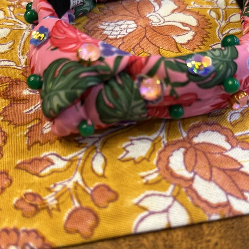 BRIANNA CANNON CHILD SIZE PINK LUAU HEADBAND WITH CRYSTALS & BEADS